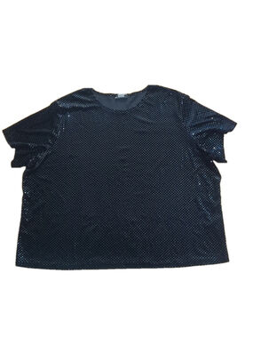 Fashion Bug Black Velvet Sequin Top Plus Size 4X 5X
